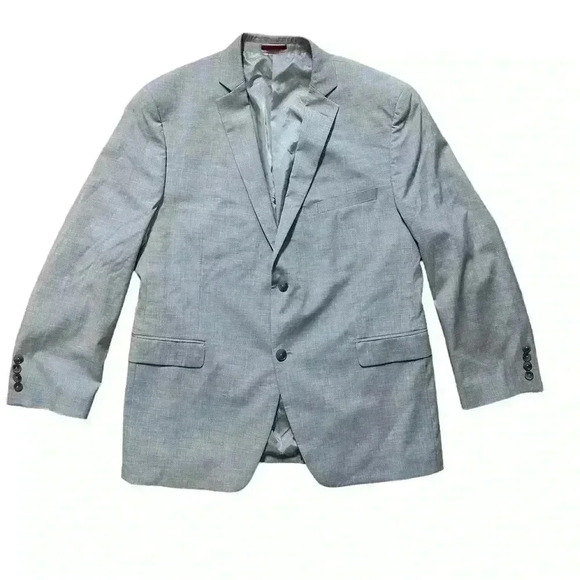 Alfani Men's Slim-Fit Solid Knit Suit Jacket 46R Light Grey Sport Coat NWOT - Picture 1 of 10